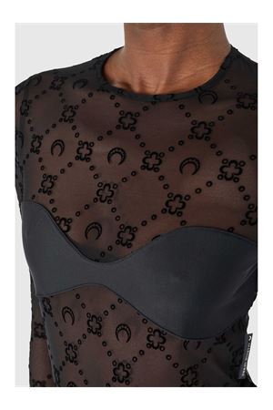 Top body in rete con stampa floccata Moonogram MARINE SERRE | WTO474ACJER0005BK99